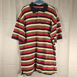 Coogi Mens Multicolor Striped Short Sleeve Polo Shirt XXL